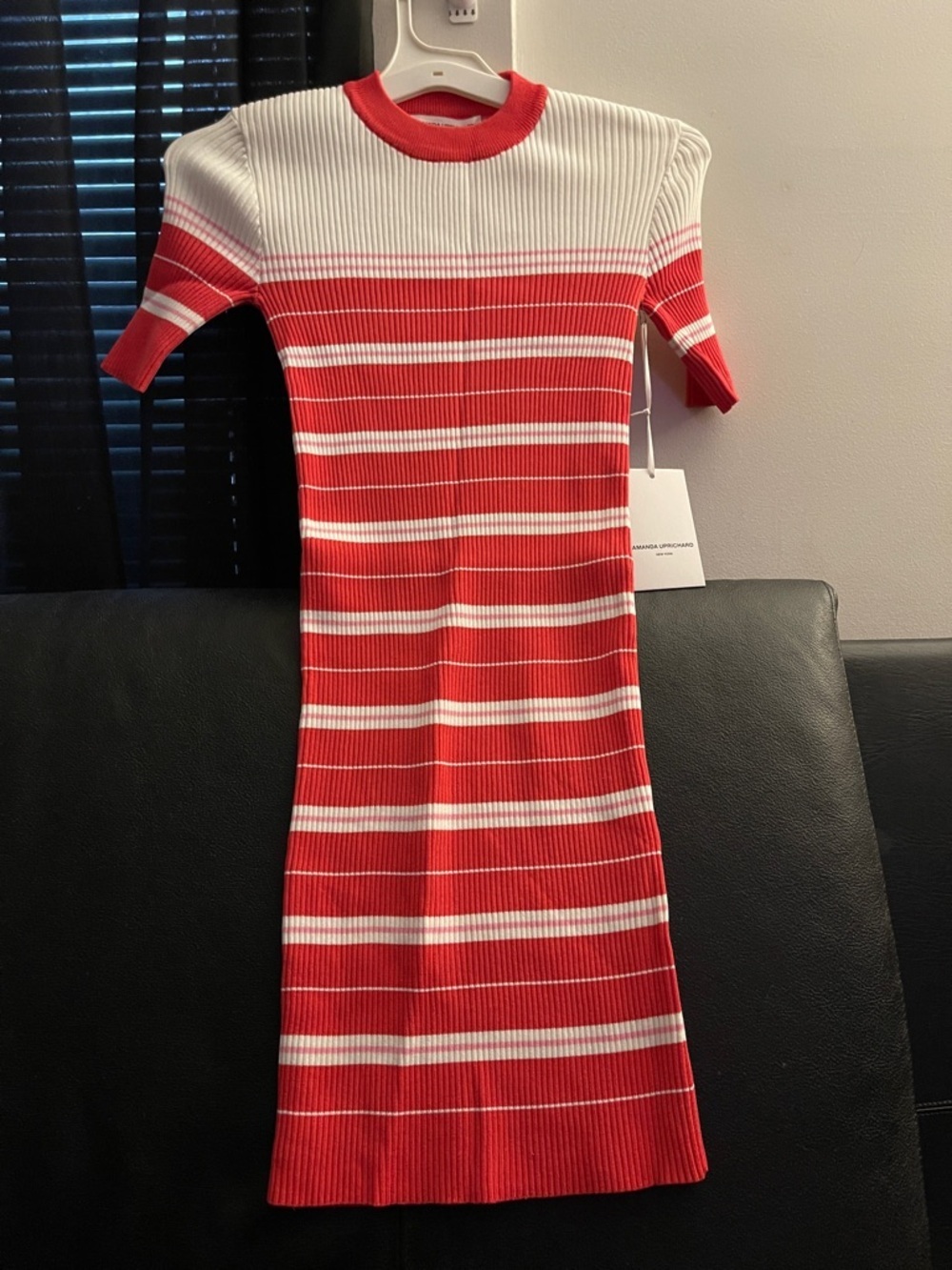Amanda Uprichard Sweater Dress in Cherry Size Small White Red Pink Bodycon NWT